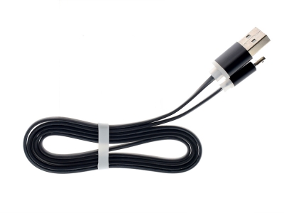 USB Кабел SLIM с Метални Букси Micro USB, Черен