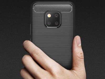 Силиконов калъф Carbon за Huawei Mate 20 Pro, Черен