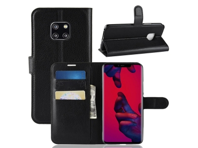 Калъф тефтер Litchi за Huawei Mate 20 Pro, Черен