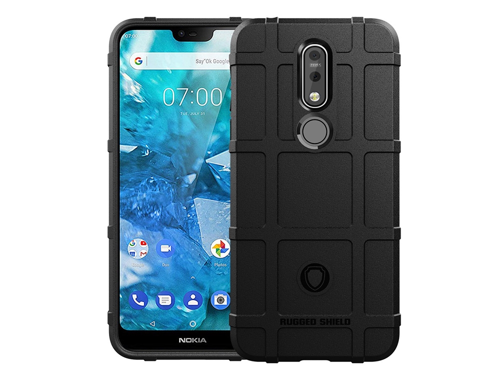 Удароустойчив Гръб Grid за Nokia 7.1, Черен