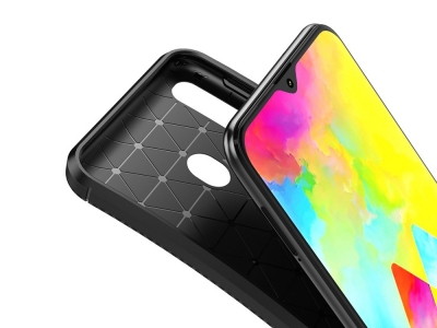 Силиконов гръб Carbon Fiber за Samsung Galaxy M20, Черен
