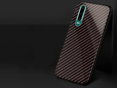 Стъклен гръб със силиконова лайстна Glass за Huawei P30, Тъмно сив
