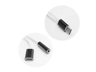 Адаптер HF/audio Type C - Jack 3,5mm + charging, Черен