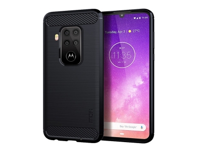 Силиконов Калъф Carbon Fibre Brushed за Motorola Moto One Zoom, Тъмно син