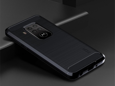 Силиконов Калъф Carbon Fibre Brushed за Motorola Moto One Zoom, Тъмно син