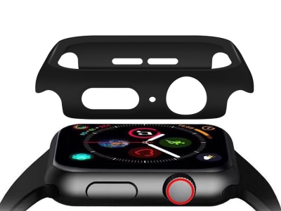 Пластмасов бъмпер + стъклен протектор за Apple Watch Series 5/4 44mm , Черен