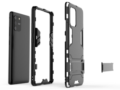 Удароустойчив гръб с Поставка за Samsung Galaxy S10 Lite / Galaxy A91, Черен