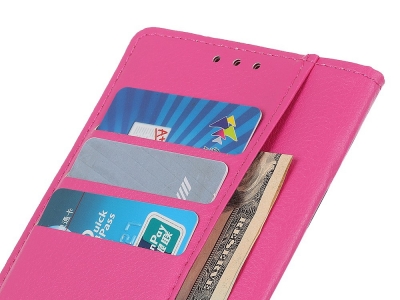 Калъф Тефтер Litchi Texture за Alcatel 1S 2020, Розов