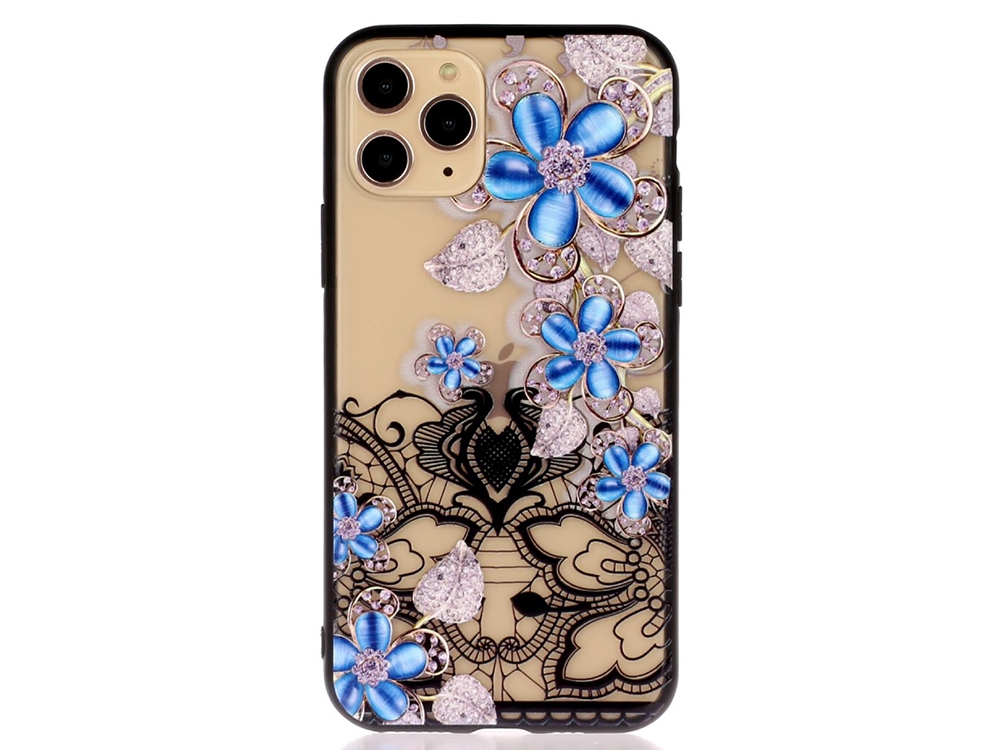 Удароустойчив гръб Lace Flower за Iphone 11 Pro, Сини цветя