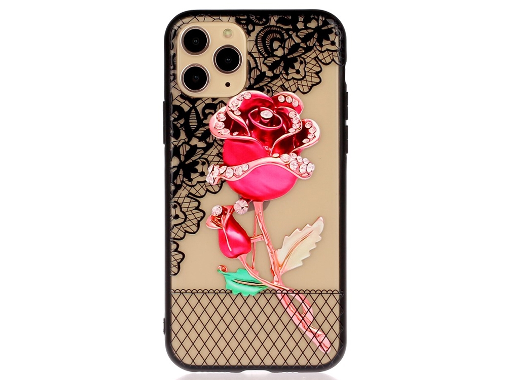 Удароустойчив гръб Lace Flower за Iphone 11 Pro Max, Роза 
