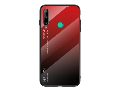 Стъклен гръб Glass за Huawei P40 Lite E/Y7P, Червен- Черен