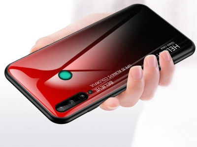 Стъклен гръб Glass за Huawei P40 Lite E/Y7P, Червен- Черен