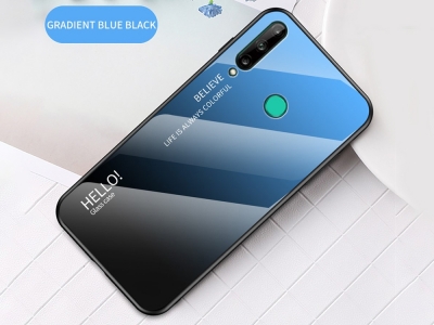 Стъклен гръб Glass за Huawei P40 Lite E/Y7P, Син-Черен