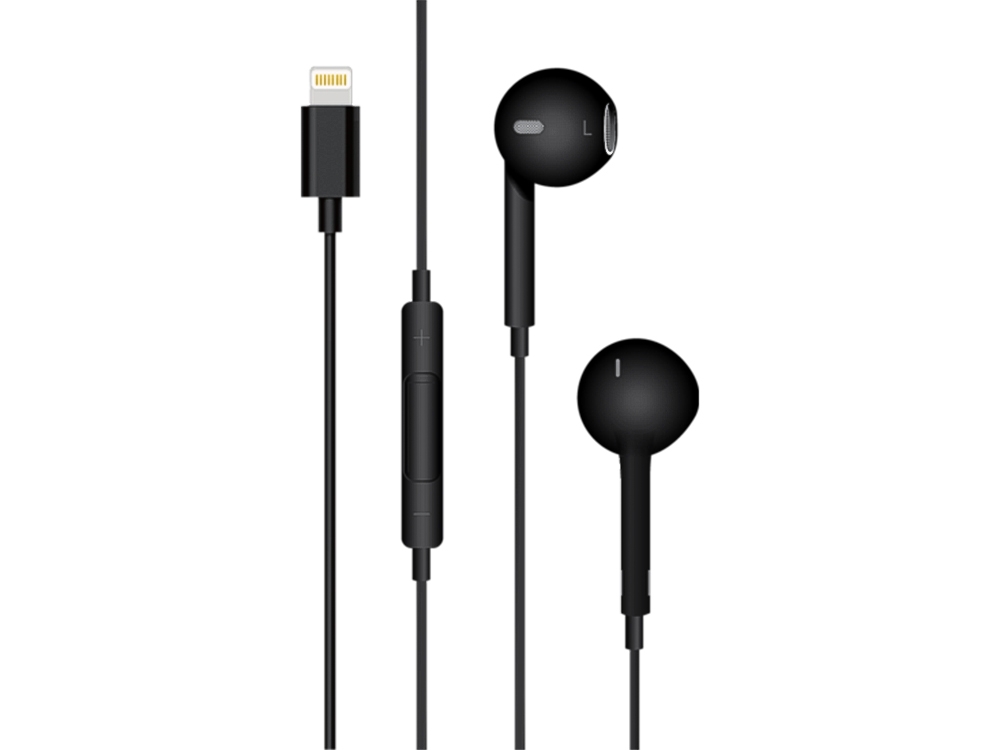Слушалки с микрофон HF. Lightning iPhone 7/7Plus/8/8Plus/X  MEGA BASS, Черен