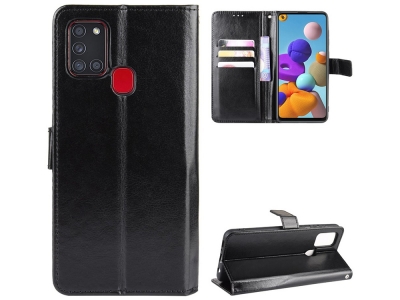 Калъф Тефтер Crazy Horse за Samsung Galaxy A21s, Черен
