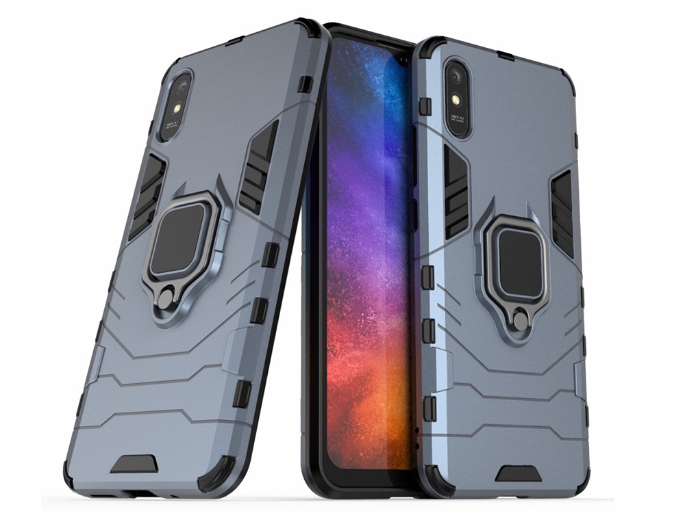 Удароустойчив калъф Ring Holder за Xiaomi Redmi 9A, Син