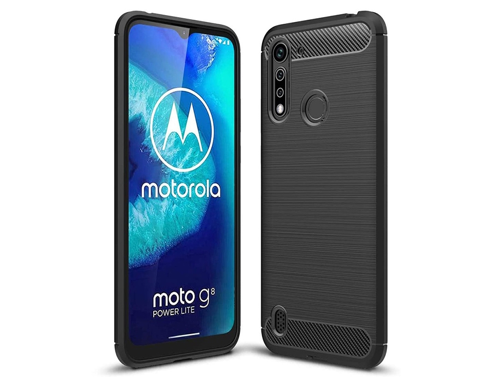 Силиконов Калъф Carbon Fibre Brushed за Motorola G8 Power Lite, Черен