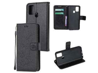 Калъф Тефтер Butterfly Flower за Samsung Galaxy M21/M30s, Черен