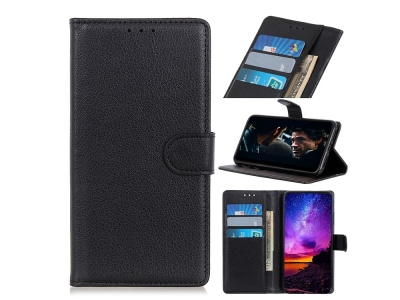 Калъф Тефтер Litchi Grain Wallet Stand за OnePlus Nord, Черен