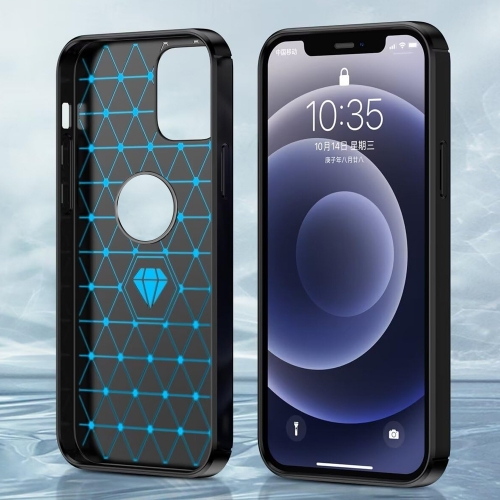 Силиконов Калъф Carbon Fibre Brushed за iPhone 12 Mini, Черен