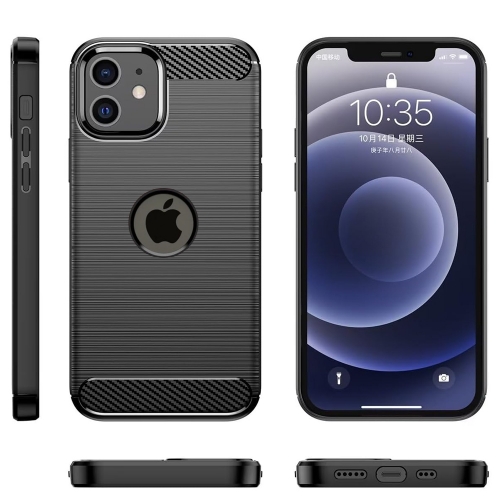 Силиконов Калъф Carbon Fibre Brushed за iPhone 12 Mini, Черен