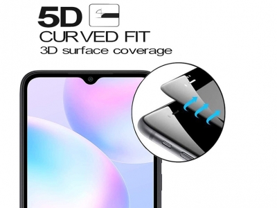 Стъклен Протектор 5D Full Glue за Xiaomi Redmi 9A / 9C, Черен