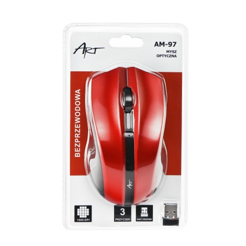 Безжична мишка Art USB AM-97, Червен