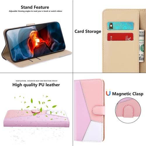 Калъф Тефтер Wallet Tri-color за Samsung Galaxy A22 4G, Лилав, Розов, Бял