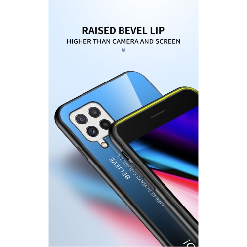 Калъф Гръб Glass за Samsung Galaxy A22 4G, Син-Черен