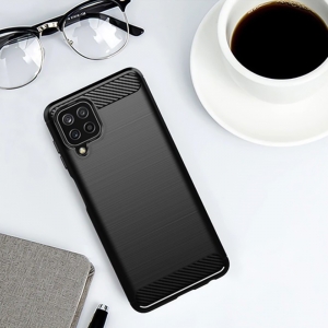Силиконов Калъф Carbon Fibre Brushed за Samsung Galaxy A22 4G, Черен