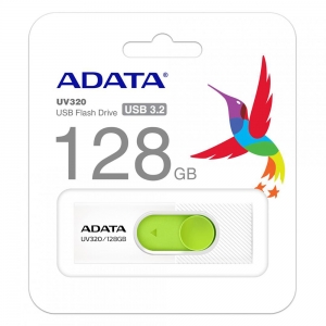USB Флаш памет ADATA, UV320, 128GB, USB 3.2, Бял