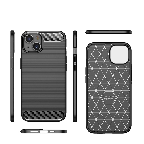 Силиконов Калъф Carbon Fibre Brushed за iPhone 13, Черен