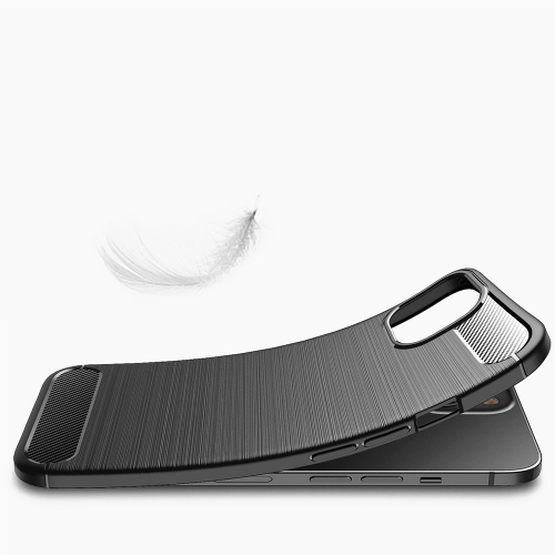 Силиконов Калъф Carbon Fibre Brushed за iPhone 13, Черен