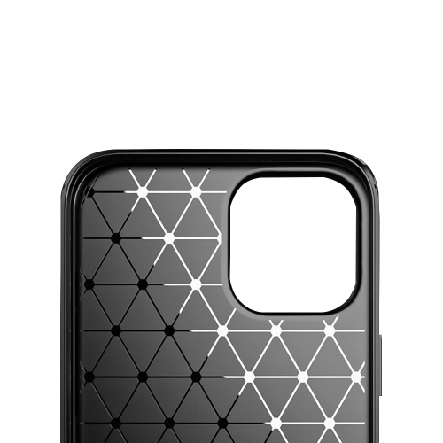 Силиконов Калъф Carbon Fibre Brushed за iPhone 13, Черен