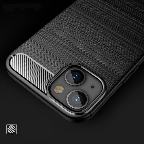 Силиконов Калъф Carbon Fibre Brushed за iPhone 13, Черен