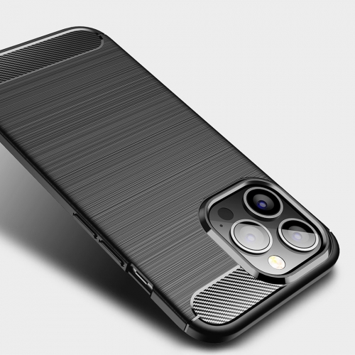 Силиконов Калъф Carbon Fibre Brushed за iPhone 13 pro, Черен