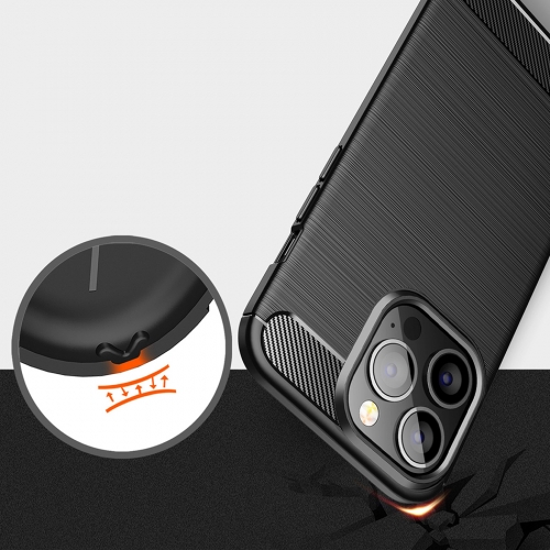 Силиконов Калъф Carbon за iPhone 13 Pro Max, Черен