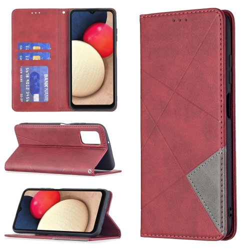 Калъф Тефтер Leather Prismatic за Samsung Galaxy A03s, Червен