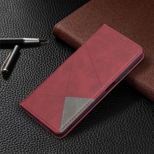 Калъф Тефтер Leather Prismatic за Samsung Galaxy A03s, Червен