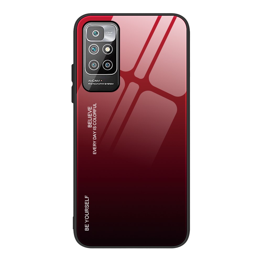 Стъклен Калъф Glass за Xiaomi Redmi 10, Червено и черно