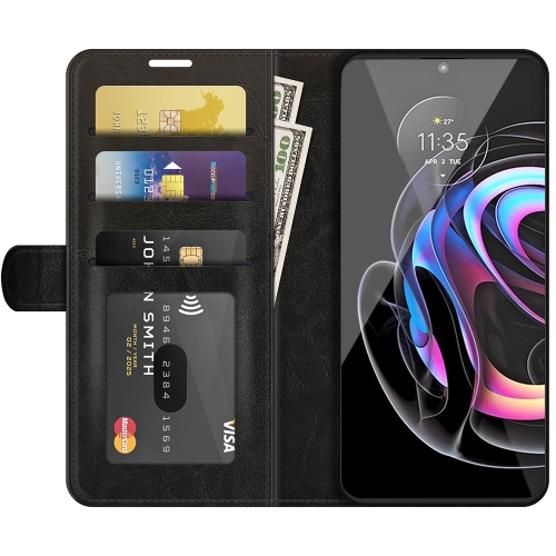 Калъф Тефтер Crazy Horse за Motorola Edge 20 Lite, Черен