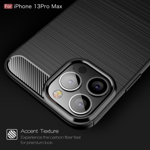 Силиконов калъф Carbon Fiber за iPhone 13 Pro Max, Черен