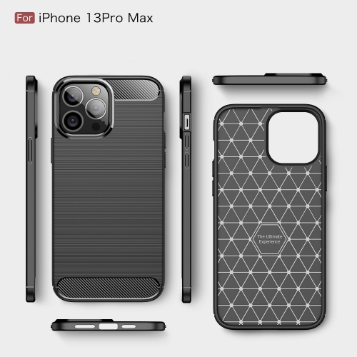 Силиконов калъф Carbon Fiber за iPhone 13 Pro Max, Черен