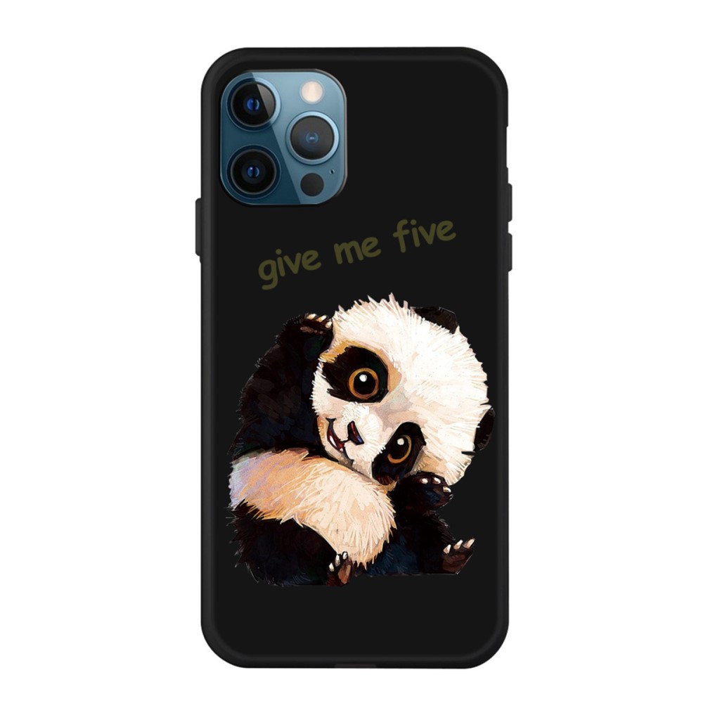 Силиконов калъф Cute Panda за iPhone 13 Pro, Черен Мат