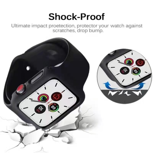 Пластмасов протектор 2 в 1 със закалено стъкло за Apple Watch Series 7 45mm, Черен