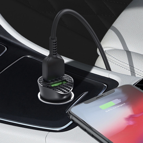 Зарядно за кола HOCO Z39, 18W, 2x USB QC3.0, с кабел micro USB, Черен