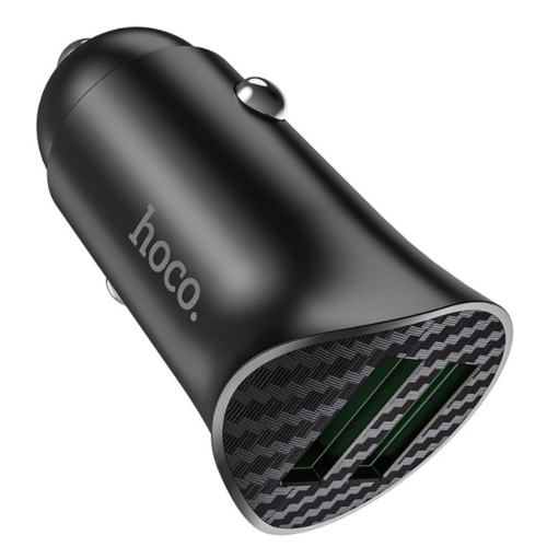 Зарядно за кола HOCO Z39, 18W, 2x USB QC3.0, с кабел micro USB, Черен