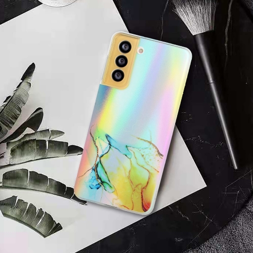 Силиконов калъф Marble за Samsung Galaxy S21 FE, Синьо и жълто