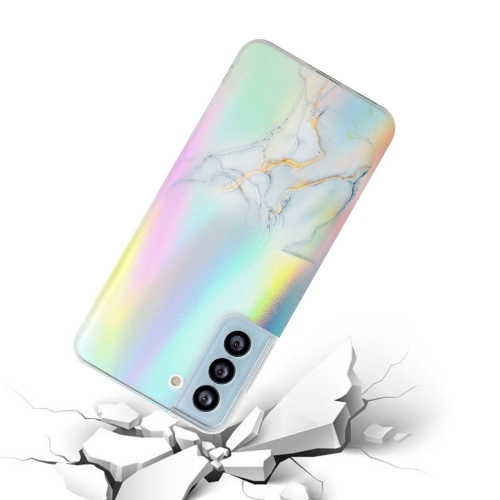 Силиконов калъф Marble за Samsung Galaxy S21 FE, Бяло и жълто