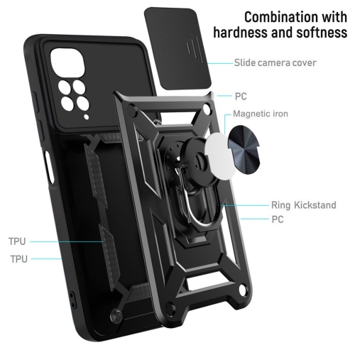 Удароустойчив калъф Slide Camera за Xiaomi Redmi Note 11 4G, Черен